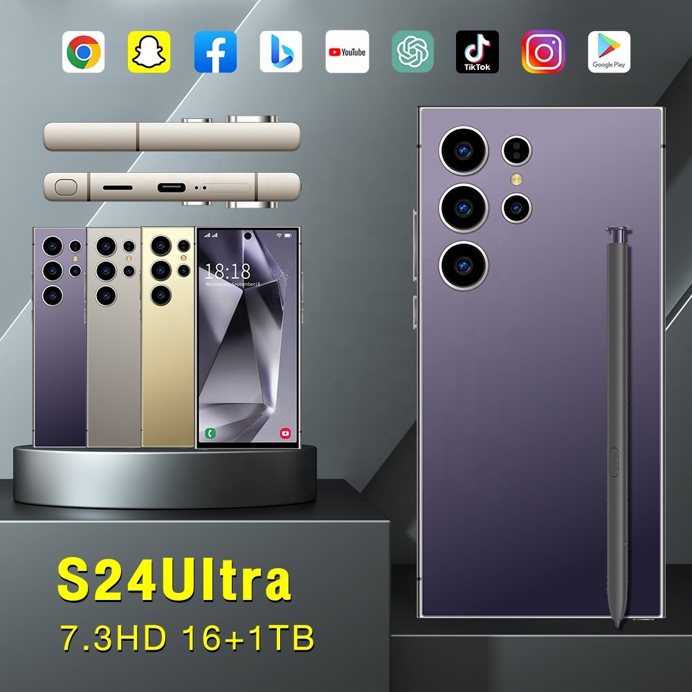2024 Original S24 Ultra Android 14 5G unlocked cell phone 7.3 inch 16GB+1TB Dual Sim 4G5G High quality smart Mobile phones